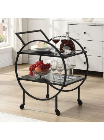 FineBuy Servierwagen in Schwarz / Metall / 45x46x83