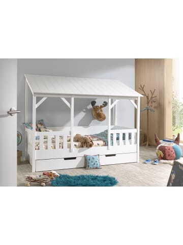 58 aufm Kessel HAUSBETT Katee 214x174x105 aus MDF+Massivholz in Weiß