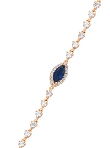 faina Women Crystal Studded Chain Link Bracelet in Rose Gold Navy