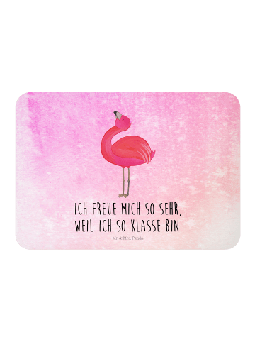 Mr. & Mrs. Panda Kühlschrankmagnet Flamingo Stolz mit Spruch in Aquarell Pink