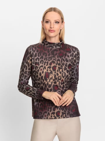 Heine Stehkragenshirt in sesam-burgund-bedruckt