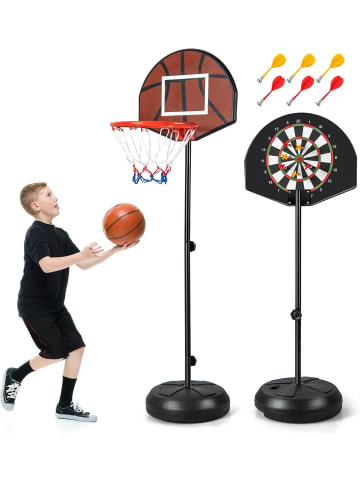 COSTWAY 2 in 1 Kinder Basketballständer mit Dartscheibe in Schwarz