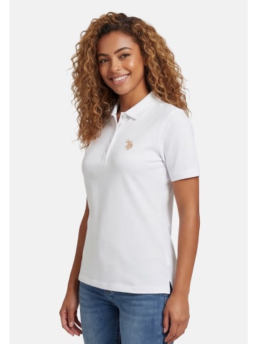 U.S. Polo Assn. Poloshirt USSiirena – Damen Classic Fit kurzarm mit Logo-Stickerei in Weiss-Beige
