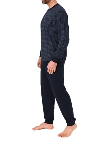 NORMANN Langarm Schlafanzug Pyjama Bündchen print 125 101 90 511 in marine