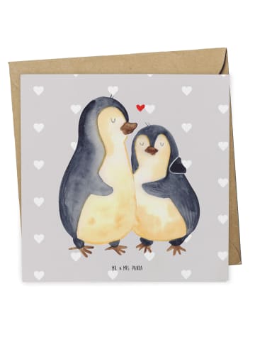Mr. & Mrs. Panda Glückwunschkarte Pinguine Einschlafen ohne Spruch in Grau Pastell