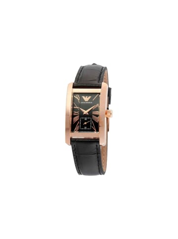 Emporio Armani Uhr roségold schwarz Lederarmband