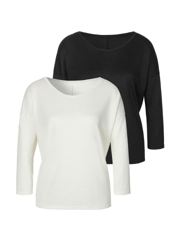 LASCANA 3/4-Arm-Shirt in creme, schwarz