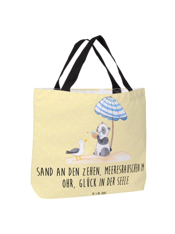 Mr. & Mrs. Panda Tasche Sommer Meer Glück mit Spruch in Gelb Pastell