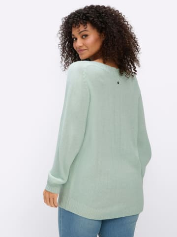 sheego Langarm-Pullover in zartmint-meliert