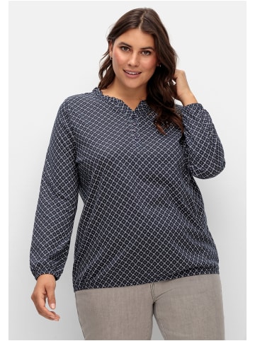 sheego Shirt in marine-weiß