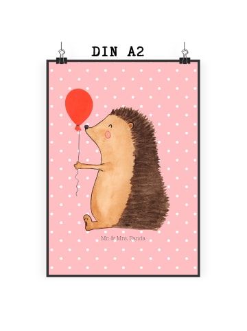 Mr. & Mrs. Panda Bild Igel Luftballon ohne Spruch in Rot Pastell