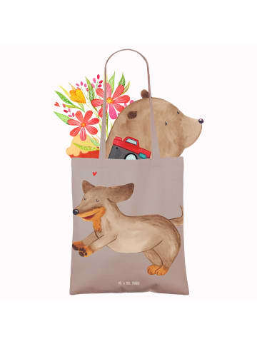 Mr. & Mrs. Panda Shopper Hund Dackel ohne Spruch in Braun Pastell
