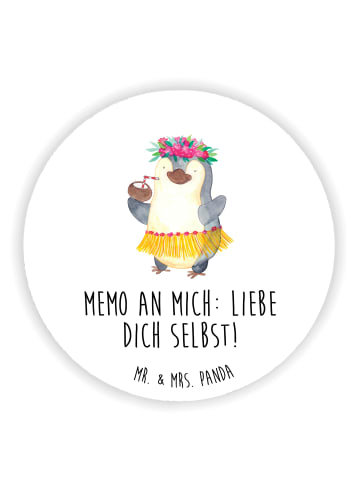 Mr. & Mrs. Panda Rund Magnet Pinguin Kokosnuss mit Spruch in Weiß