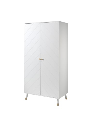 58 aufm Kessel KLEIDERSCHRANK Kamillah 100x59x200 mit 2 Türen aus MDF in Satin Weiß
