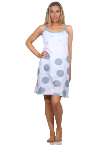 NORMANN Ärmelloses Spaghetti Nachthemd TupfenPunkte - 79528 in blau