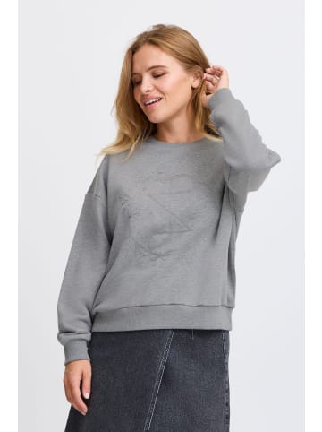 PULZ Jeans PZTABITA Logo Sweatshirt loose fit in Medium Grey Melange