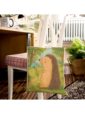 Mr. & Mrs. Panda Tasche Igel Blumen Design ohne Spruch in Weiß