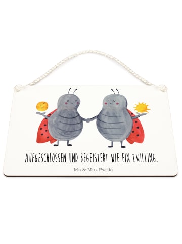 Mr. & Mrs. Panda Schild Sternzeichen Zwilling mit Spruch in Weiß