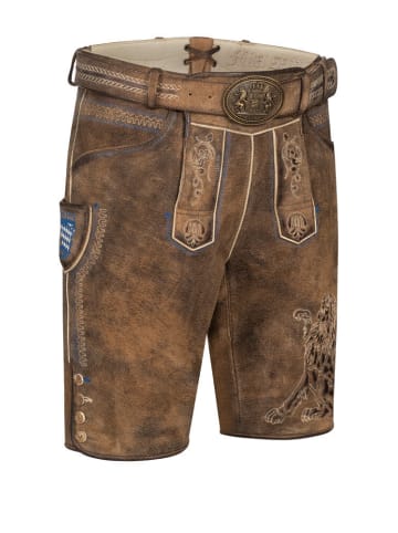 Nübler Lederhose kurz Bavarian in Braun