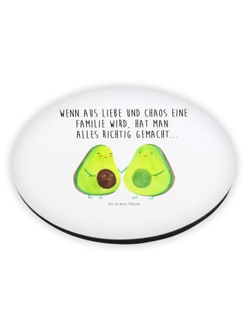 Mr. & Mrs. Panda Rund Magnet Avocado Pärchen mit Spruch in Weiß