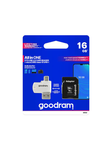 COFI 1453 16GB Speicherkarte microSDHC cl. 10 UHS-I + adapter + USB 2.0 in Schwarz