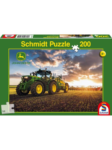 Schmidt Spiele John Deere, Traktor 6150R mit Güllefass. Puzzle 200 Teile