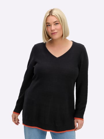 sheego Pullover in schwarz-orange