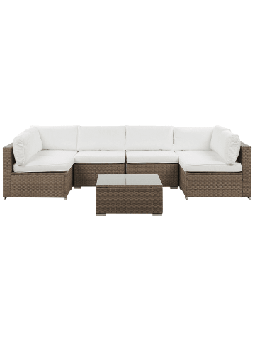 Beliani 7-tlg Lounge Set BELVEDERE in Braun/Weiß