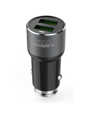 COFI 1453 Dual KfZ Schnelladegerät Autoladegerät mit USB-C Kabel 3.6A in Schwarz