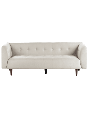 Beliani 3-Sitzer Sofa BYSKE in Beige/Dunkler Holzfarbton - (W) 200 x (H) 73 x (L) 78 cm