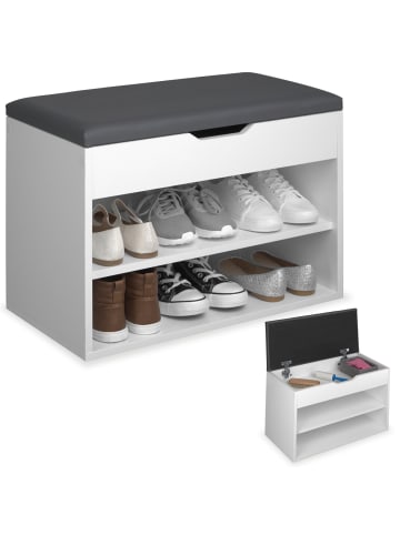 tectake Schuhbank Jasmina mit Sitzpolster für 6 Paar Schuhe,  60x30x43,5cm