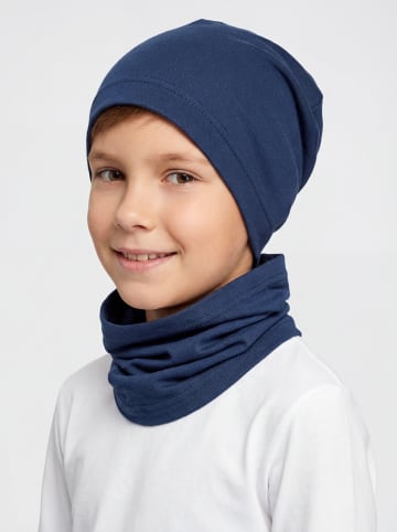 TupTam Kinder Beanie Mütze Schlauchschal Set in dunkelblau
