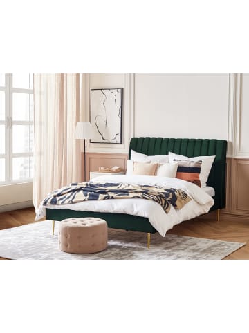 Beliani Doppelbett MARVILLE in Grün/Gold - (W) 162 x (H) 124 x (L) 225 cm