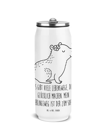 Mr. & Mrs. Panda Isolierflasche Capybara Blume mit Spruch in Weiß