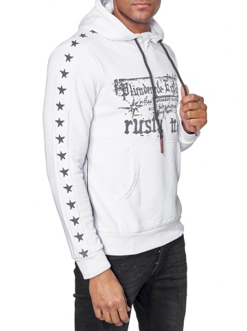 Rusty Neal Sweatshirt mit Kapuze und Front Print in Weiß