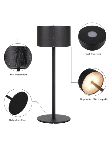 ZMH 2er-Set Tischleuchte LED in schwarz rund Touch Dimmbar Tragbare Kabellos