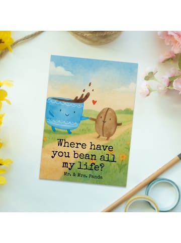 Mr. & Mrs. Panda Grußkarte Kaffee Bohne Design mit Spruch in Weiß