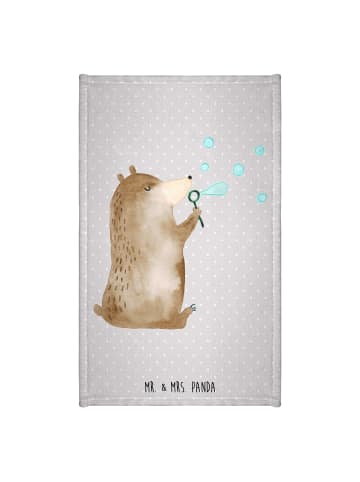 Mr. & Mrs. Panda Gästehandtuch Bär Seifenblasen ohne Spruch in Grau Pastell