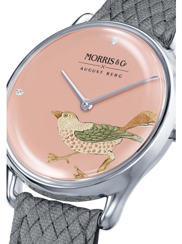 August Berg Morris & Co. Primrose  Strawberry Thief Bird N°2 in silver pink