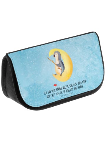 Mr. & Mrs. Panda Kosmetiktasche Pinguin Mond mit Spruch in Eisblau