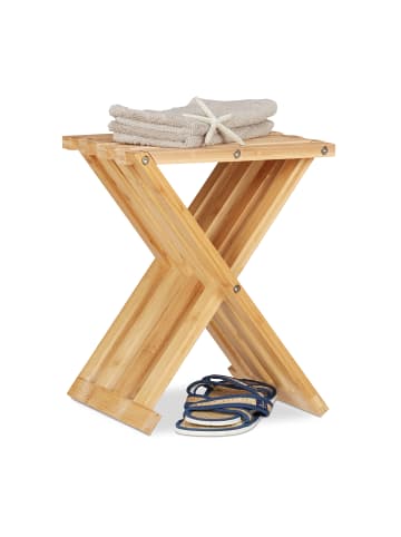 relaxdays Klapphocker in Natur - (B)32 x (H)42 x (T)27 cm