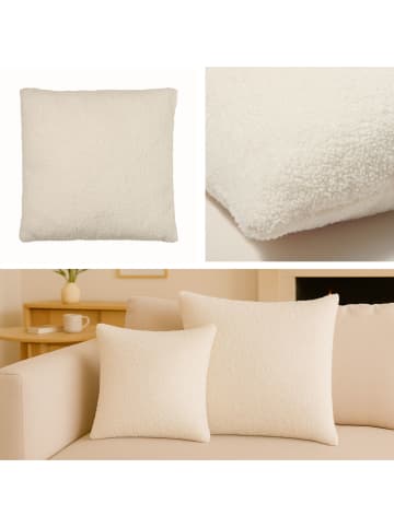 nordic coast company  Fellkissen, Bouclé Teddy Zierkissen Natur Flauschkissen Dekokissen