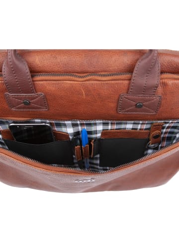 mh michael heinen Leather Bag, Leder Aktentasche, Messenger-Bag, Laptoptasche in Tan & Dark Brown