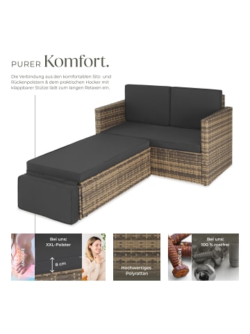 tectake Rattan Lounge, Hocker mit klappbarer Stütze