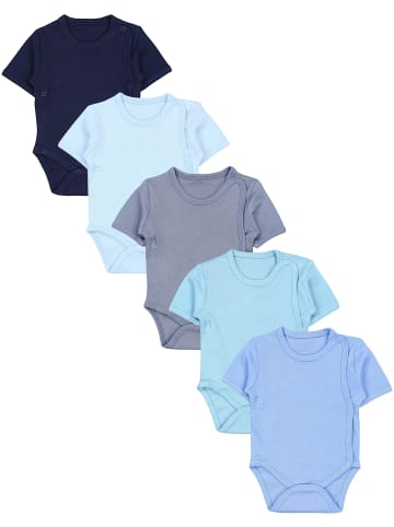 TupTam Baby Jungen Kurzarm Wickelbody 5er Set in blau