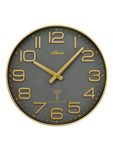 Atlanta Funk-Wanduhr Goldfarben/Grau
