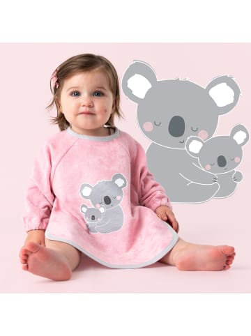 Schlummersack Lätzchen mit Ärmeln wasserfest in Rosa-Weiß