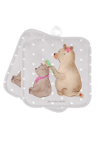 Mr. & Mrs. Panda Topflappen Bär Kind ohne Spruch in Grau Pastell