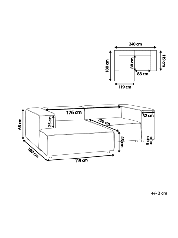 Beliani 2-tlg 2-Sitzer Sofa ARDAL in Weiß/Schwarz