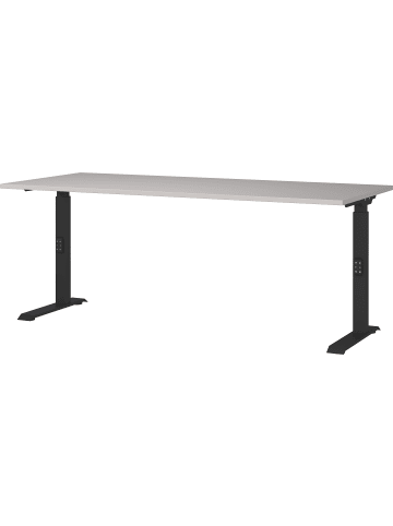 KADIMA DESIGN Schreibtisch verstellbar 68-91cm Ergonomisch C-Fuß Büro in Greige-Schwarz